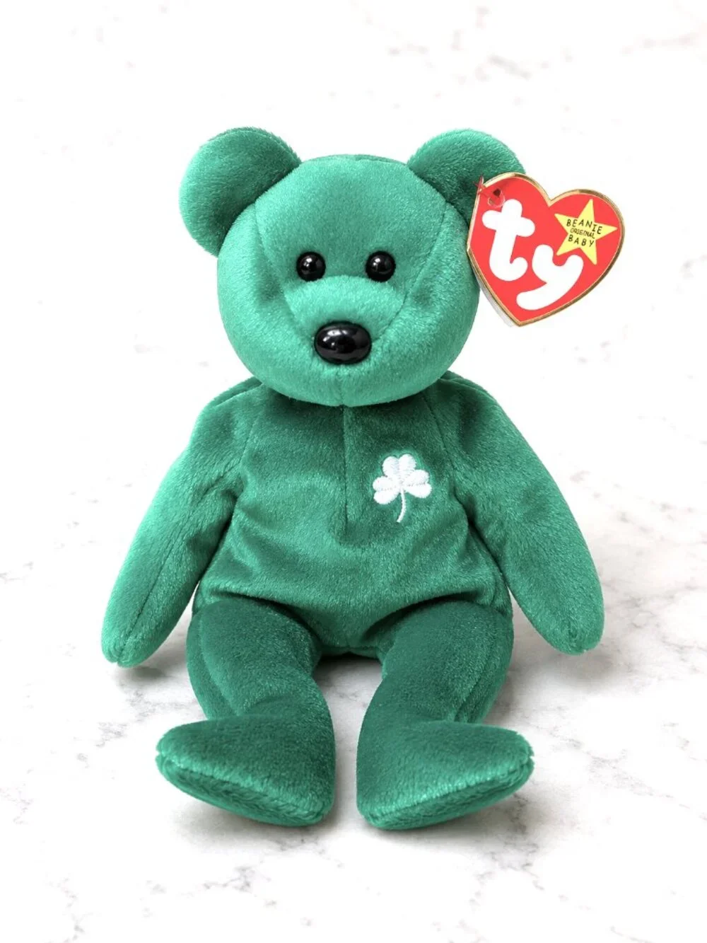Ty Beanie Baby Erin Irish Green Bear 1997 Shamrock Retired Vintage Plush